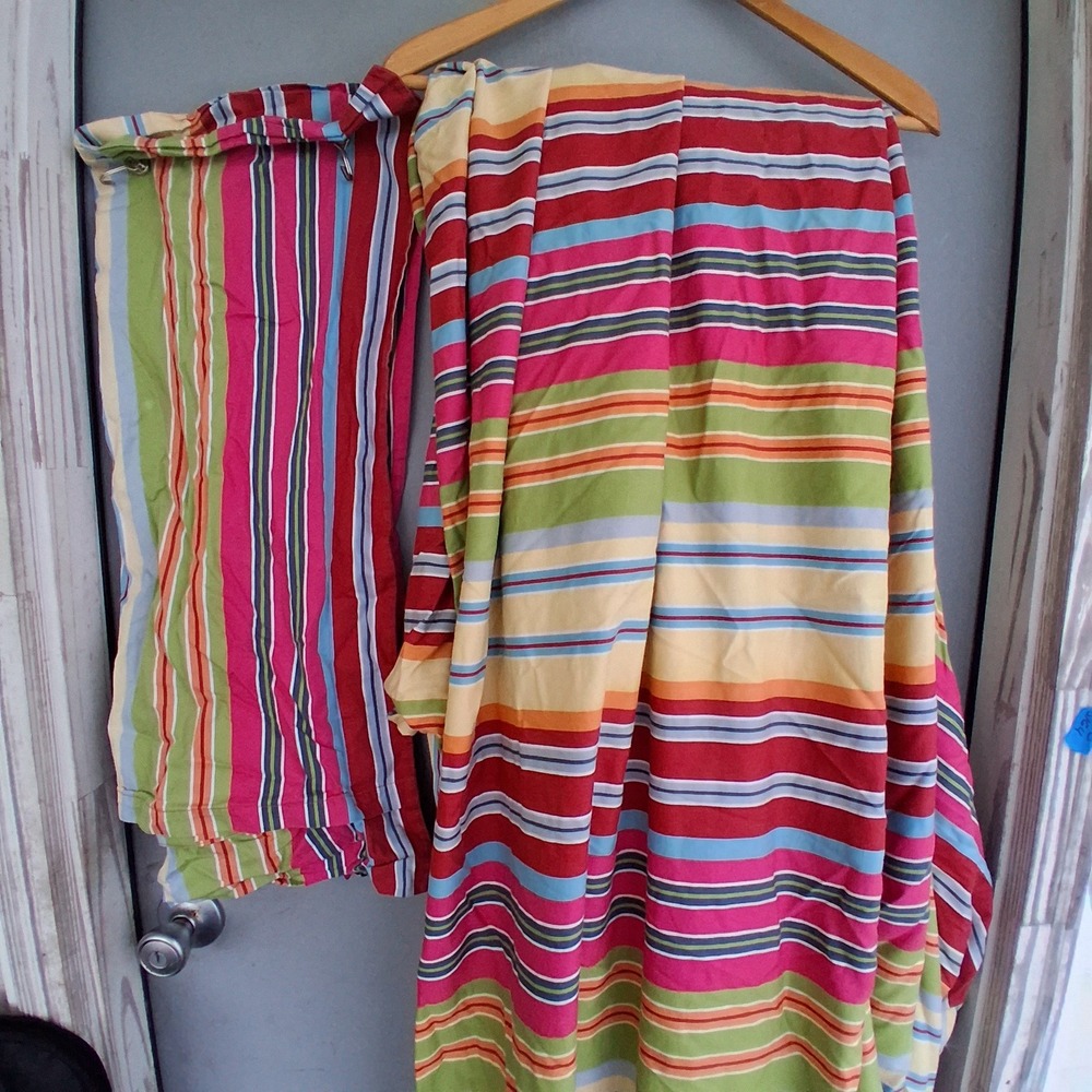 Vtg Pottery Barn Rainbow Stripe Twin Cotton Duvet Cover & Standard Sham Set GUC